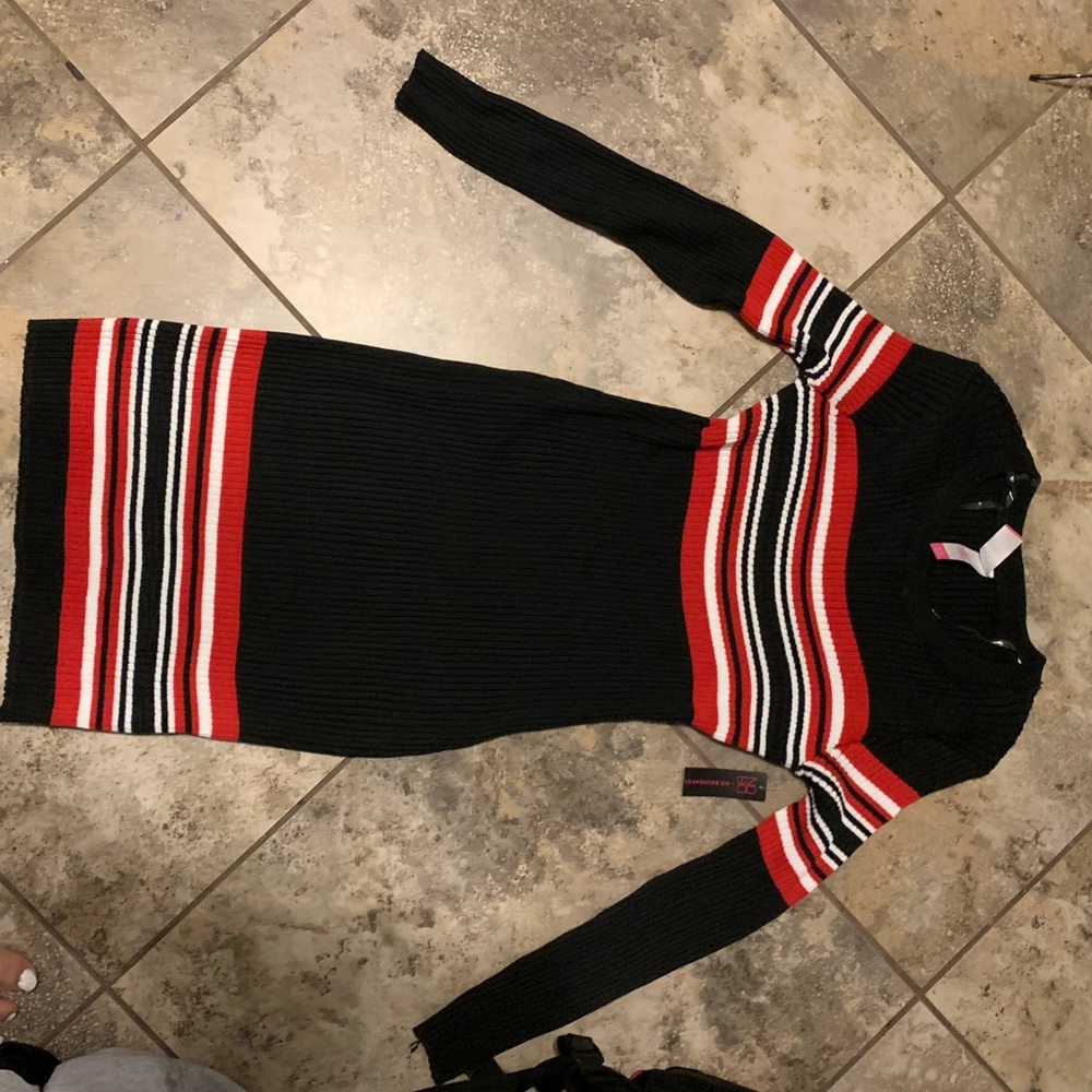 Black Red and white Dress